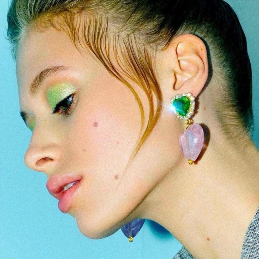 Hey Maeve Unhinged And Happy Pink Heart Earrings